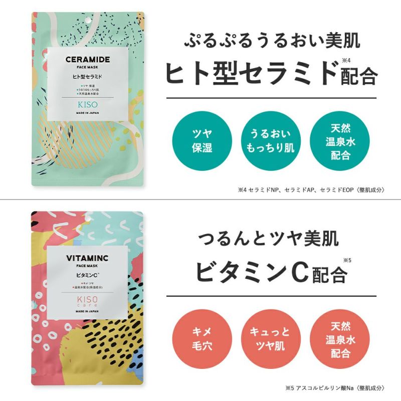 フェイスマスク 【しっかり実感30枚セット】高濃度 原液 配合 フェイス マスク パック 選べる成分 17種類 シートマスクパック フェイスパック  フェイスマスク 化粧水 国産マスク マスクセット | KISOCARE 公式オンラインショップ